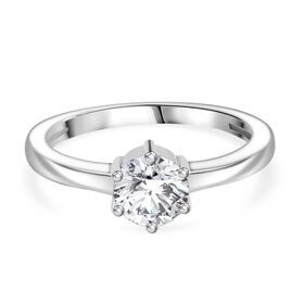 Moissanit Ring 925 Silber rhodiniert (Größe 18.00) ca. 0,75 ct