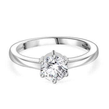 Moissanit Ring 925 Silber rhodiniert (Gr&ouml;&szlig;e 18.00) ca. 0,75 ct