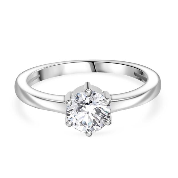 Moissanit Ring 925 Silber rhodiniert (Gr&ouml;&szlig;e 18.00) ca. 0,75 ct