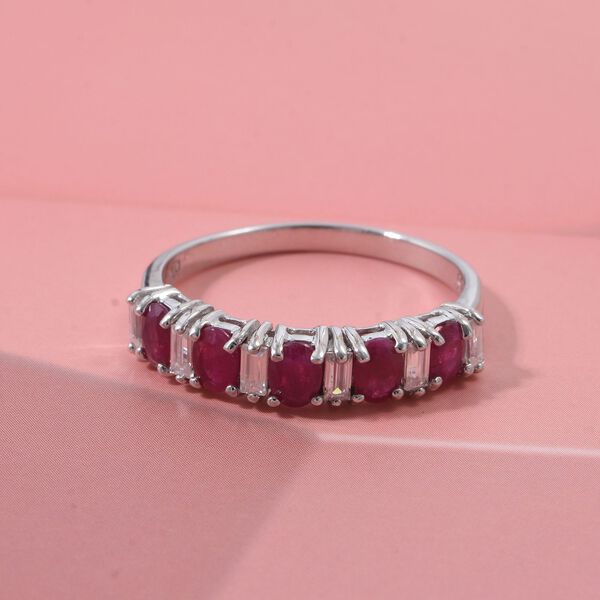 Burma-Rubin, Moissanit Ring, 925 Silber rhodiniert (Gr&ouml;&szlig;e 21.00) ca. 1.46 ct image number 1