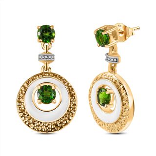 Natürliche Chromdiopsid Ohrringe, 925 Silber vergoldet, ca. 1.08 ct