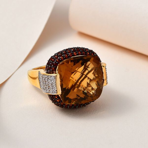 AAA Citrin, Mosambik Granat und Zirkon-Ring - 21,30 ct. image number 2
