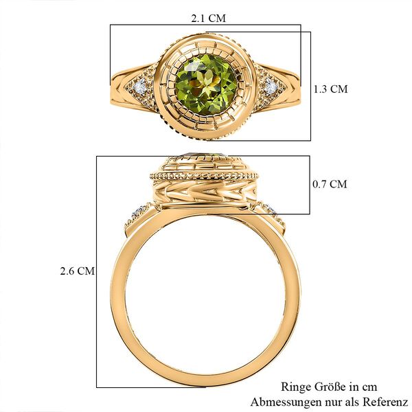 Nat&uuml;rlicher Peridot wei&szlig;er Zirkon Ring,  925 Silber vergoldet (Gr&ouml;&szlig;e 18.00) ca. 1.60 ct image number 7