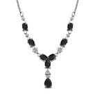 Schwarzer Spinell Halskette ca. 45 cm Edelstahl ca. 6.34 ct