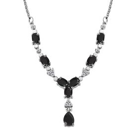 Schwarzer Spinell Halskette ca. 45 cm Edelstahl ca. 6.34 ct