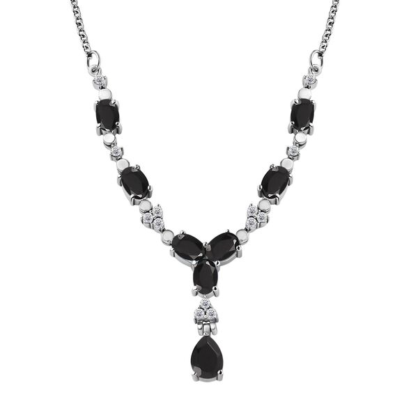 Schwarze Spinell und Zikron Halskette, 45 cm - 6,34 ct. image number 0