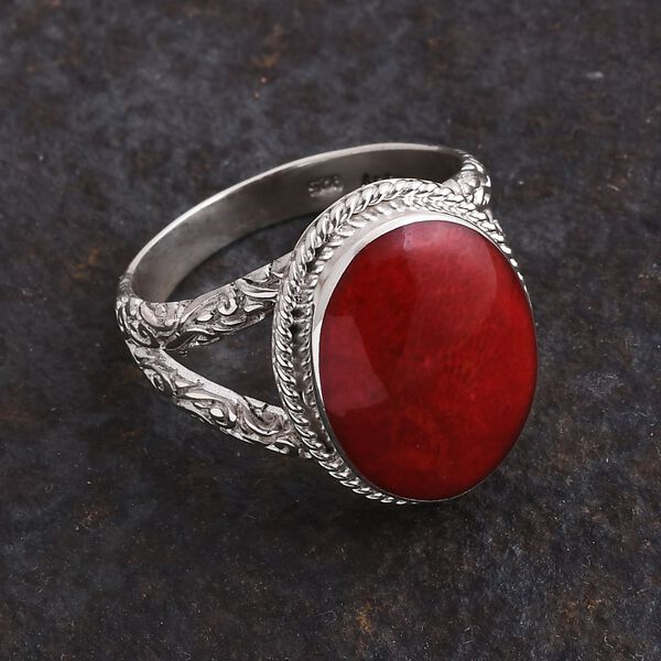 Royal Bali - D'Joy Koralle Ring 925 Silber (Größe 16.00) ca. image number 1