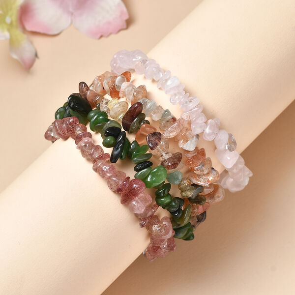 5er-Set flexible Edelstein-Armb&auml;nder - 413 ct. image number 2