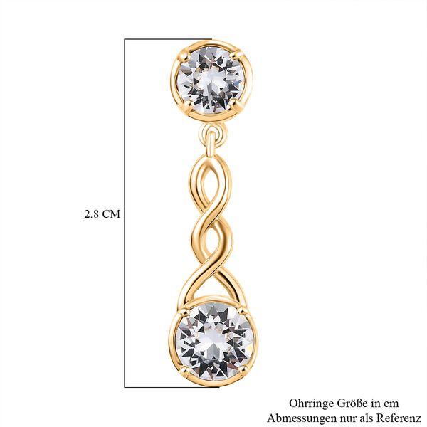 J Francis gefertigt mit SWAROVSKI- Wei&szlig;e Swarovski Kristall Ohrringe, 925 Silber 750 Gelbgold Vermeil image number 6