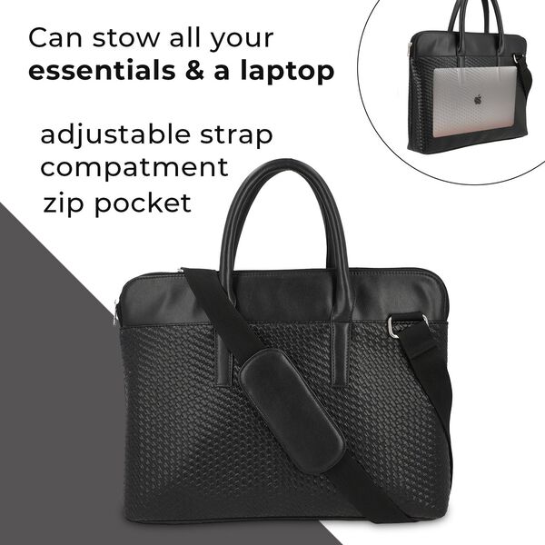LA MAREY - 100% Polyurethan Laptop-Tasche, 40,5x7x30,5cm, schwarz image number 2
