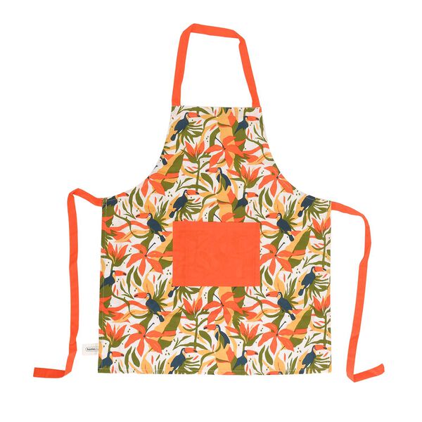 4er Set - 100% Baumwolle: Schürze, Handschuh, Topflappen, Küchentuch, Grün/Orange image number 3