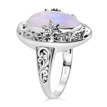 Royal Bali - Premium Regenbogen Mondstein Ring 925 Silber (Gr&ouml;&szlig;e 18.00) ca. 7.91 ct