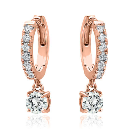 Zirkonia Huggie Creolen, Messing, ros&eacute;vergoldet