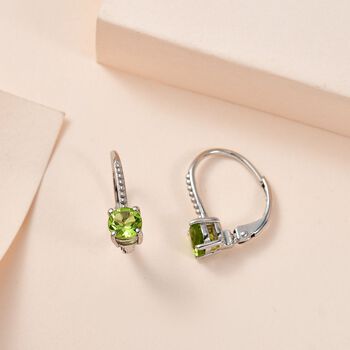 Nat&uuml;rliche Peridot Ohrringe, 925 Silber platiniert, ca. 1.03 ct