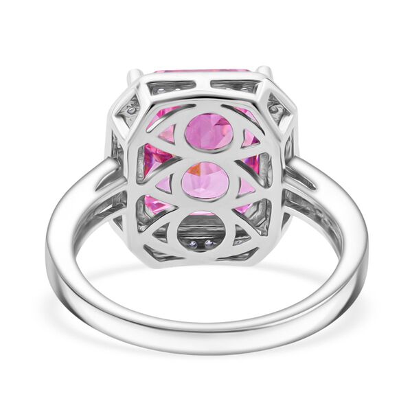 LUSTRO STELLA Rosa Saphir-farbener und wei&szlig;er Zirkonia Ring - 11,70 ct. image number 5