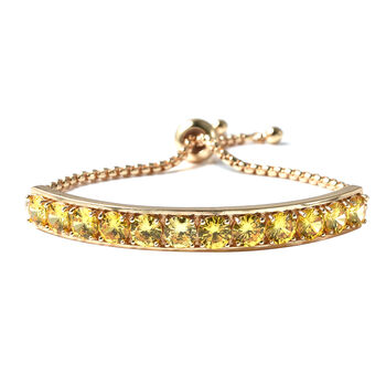 Flexibles gelbes Zirkonia Bolo-Armband, ca. 15-25 cm, goldfarben