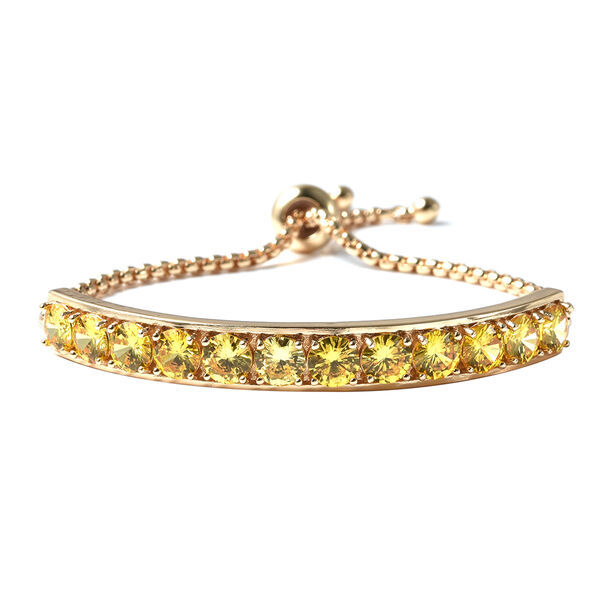 Flexibles gelbes Zirkonia Bolo-Armband, ca. 15-25 cm, goldfarben