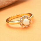 Natürlicher, äthiopischer Opal und weißer Zirkon-Ring, 925 Silber Gelbgold Vermeil  ca. 0,87 ct image number 1