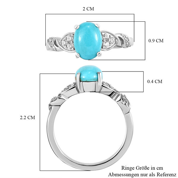 Amerikanischer, natürlicher Sleeping Beauty Türkis und Zirkon-Ring - 1,33 ct. image number 7