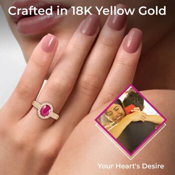 Iliana AAA Nat&uuml;rlicher Mosambik-Rubin, Wei&szlig;er Diamant Ring 750 Gold (Gr&ouml;&szlig;e 18.00) ca. 2,05 ct