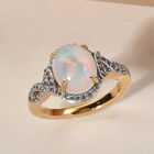 Äthiopischer Opal und Zirkon Halo Ring 925 Silber Gelbgold Vermeil image number 1