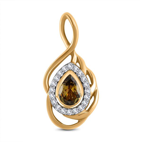 Nat&uuml;rlicher, goldener Tansanit und Zirkon-Anh&auml;nger - 0,60 ct.