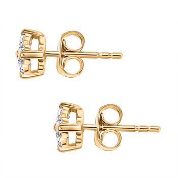 LUXURIANT SI Labor Diamant Ohrringe, 925 Silber 750 Gelbgold Vermeil - 0,50 ct.