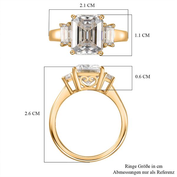 Moissanit Ring 925 Silber 750 Gelbgold Vermeil (Gr&ouml;&szlig;e 21.00) ca. 4,03 ct image number 5