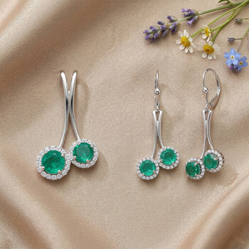 D'Joy Smaragd Triplett Quarz und Zirkon Ohrringe und Anh&auml;nger