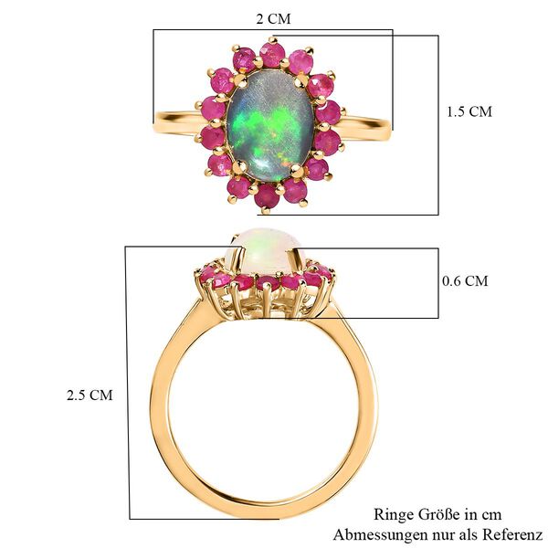 Nat&uuml;rlicher, &auml;thiopischer Welo Opal und afrikanischer Rubin-Ring - 1,90 ct. image number 8