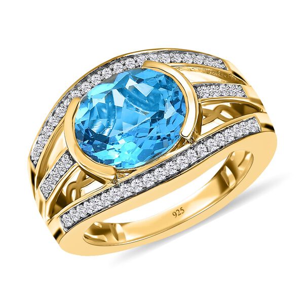 Schweizer Blautopas und Zirkon Ring - 4,40 ct. image number 3