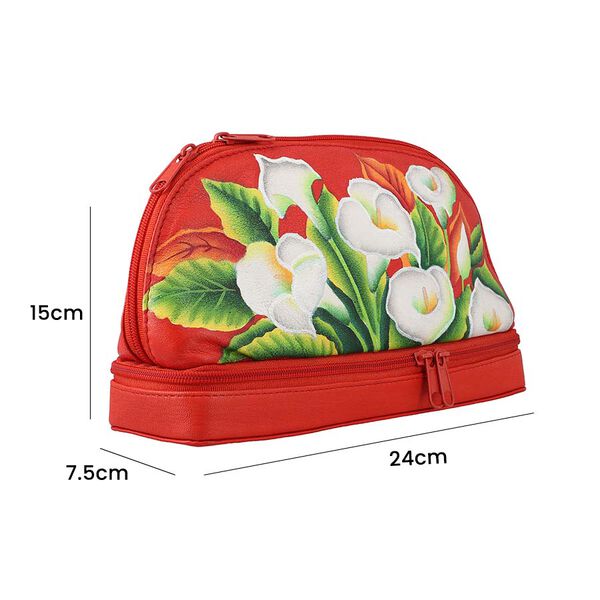 SUKRITI - 100% Leder: handbemalter Beauty Organizer, Rot image number 10