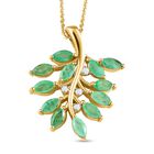 Kagem sambischer Smaragd und wei&szlig;er Zirkon-Anh&auml;nger mit Kette, 925 Silber vergoldet ca. 2.01 ct