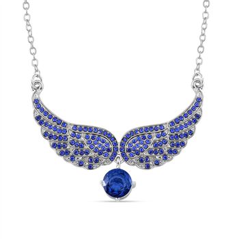 Tansanit-Farbe Zirkonia und Kristall Halskette, 52+5cm