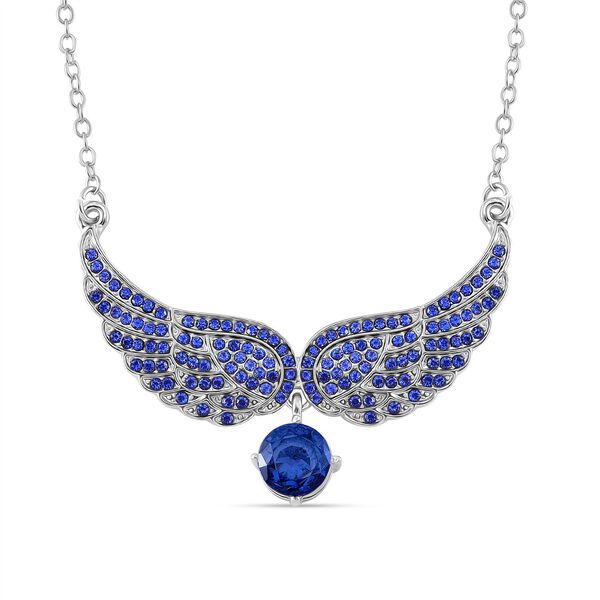 Tansanit-Farbe Zirkonia und Kristall Halskette, 52+5cm