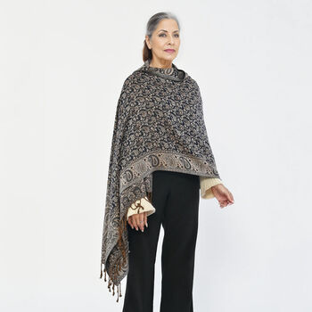 Gewebter Viskose Jamawar Schal, Gold