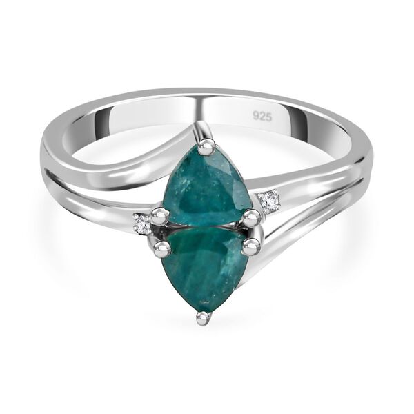 Grandidierit und Zirkon Ring 925 Silber platiniert  ca. 0,98 ct