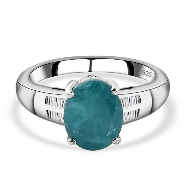 Grandidierit und wei&szlig;er Diamant-Ring, 925 Silber platiniert  ca. 2,99 ct