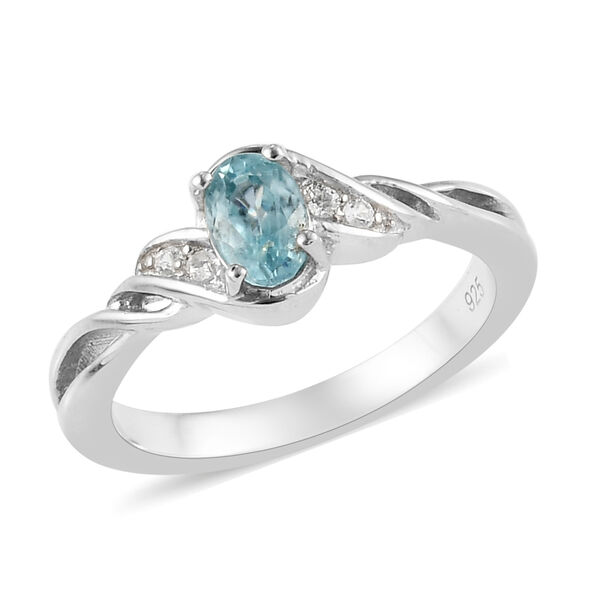 Kambodschanischer, blauer und wei&szlig;er Zirkon Ring in Silber, 0,77 ct. image number 4