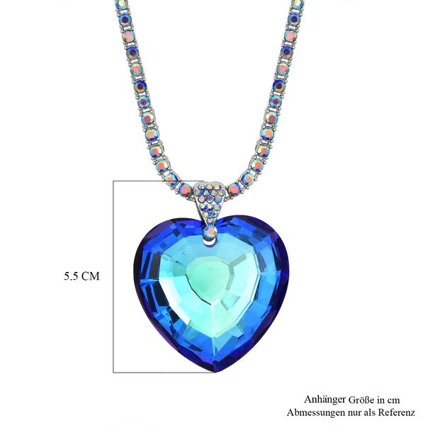 Blauer Magie Farbe Kristall Anhänger mit Kette, Silberfarben image number 5