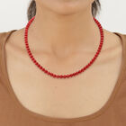 Rote Korallen Halskette ca. 45 cm lange 925 Silber ca. 80.75 ct image number 1