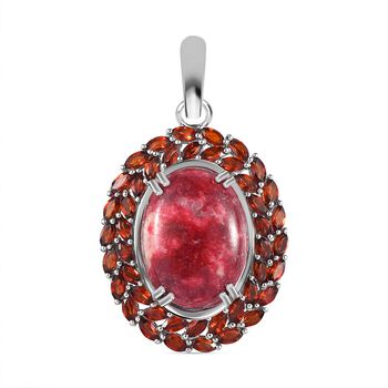 AA Thulit und roter Granat-Anh&auml;nger - 23,69 ct.