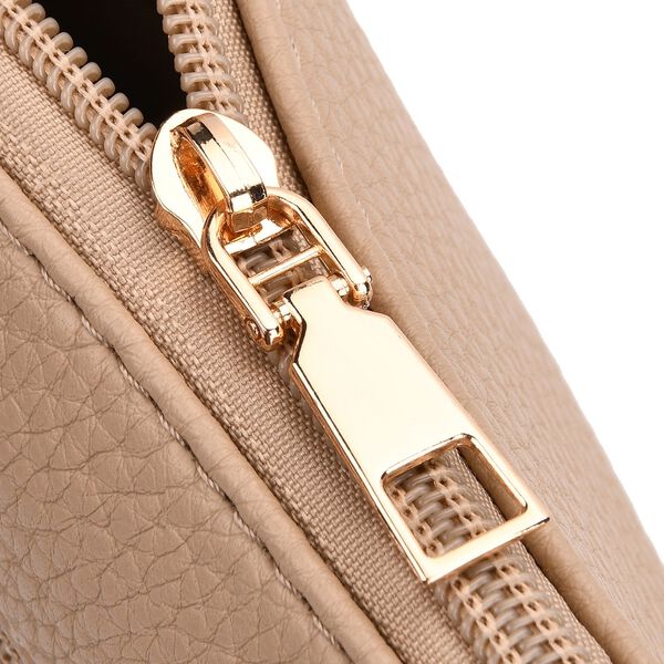 Crossbody-Tasche mit gemustertem Schulterriemen und vielen Fächern, 23×26 cm, Beige image number 5