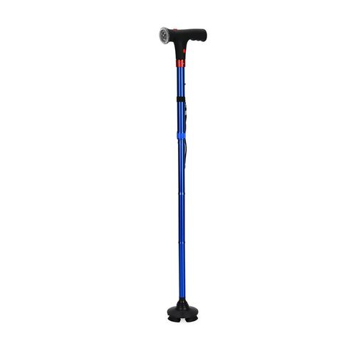 Faltbarer Smart-Gehstock mit LED Licht und Alarm, Belastbarkeit 113 KG, Benötigt 2xAAA-Batterien, blau