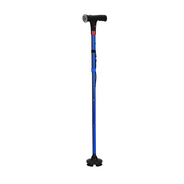 Klappbarer Smart-Walking-Stick mit drehbarem LED-Frontlicht, blau