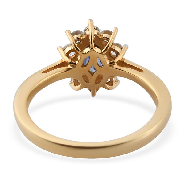 Blauer Saphir und Zirkon-Halo-Ring, 925 Silber vergoldet, 1,18 ct. image number 6