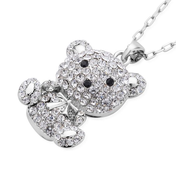 2er-Set, weißer und schwarzer Kristall-Anhänger mit Kette und Ohrringe - 9,09 ct. image number 4