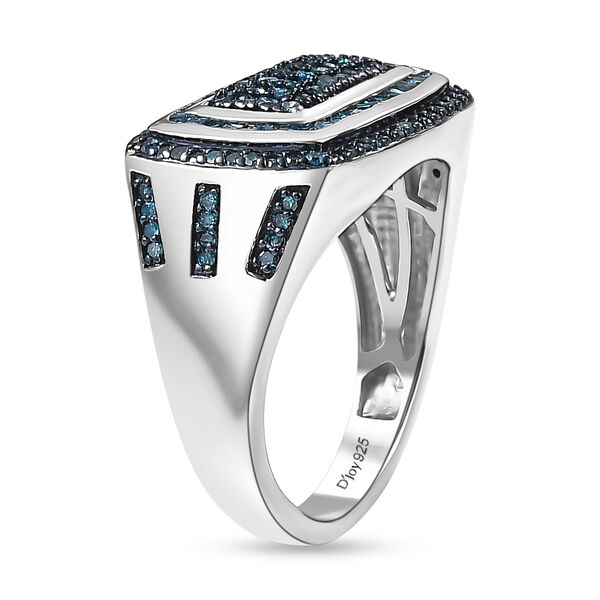 D'Joy Blauer Diamant Ring 925 Silber rhodiniert (Größe 19.00) ca. 0,99 ct image number 4