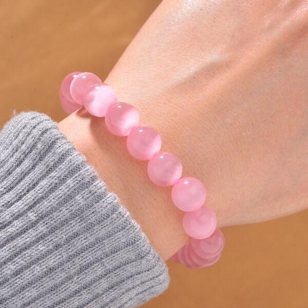 Flexibles rosa Katzenaugen Armband mit Chatoyance-Effekt image number 2