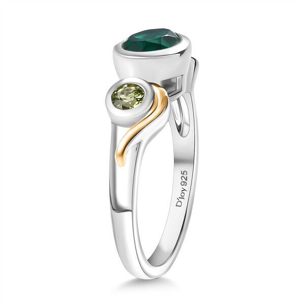 D'Joy Smaragd-Quarz Triplette Schmuckset 925 Silber platiniert und vergoldet (Größe 16) ca. 5,60 ct. image number 5